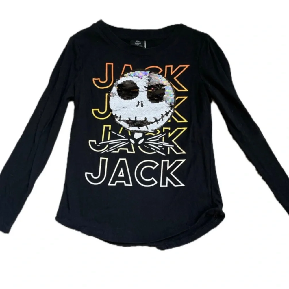 Girls Jack Skellington long sleeves shirt reverse sequins. Size L (10/12)